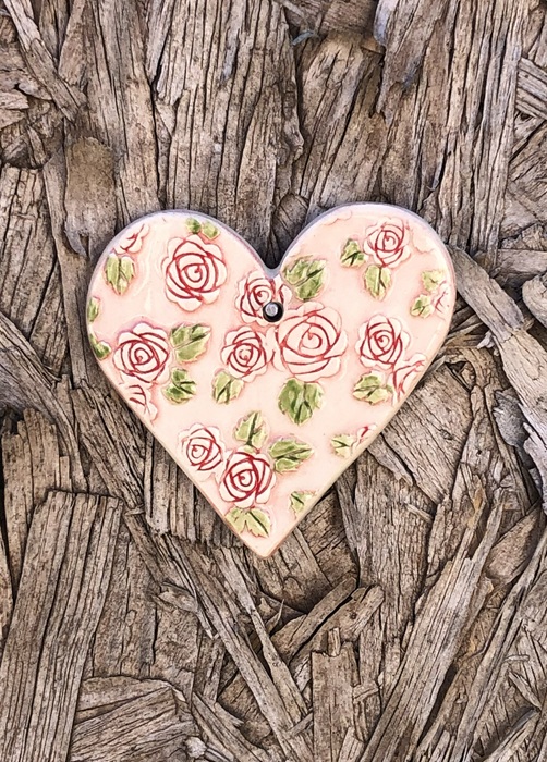 Coeur décoratif à accrocher en céramique